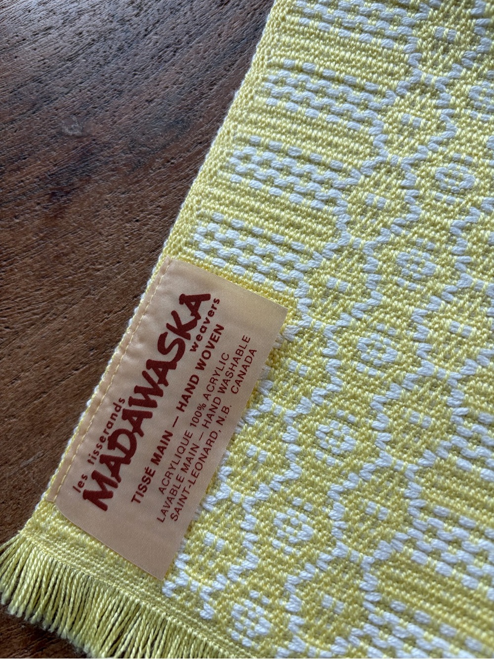 Six Yellow & White Woven placements for dining table